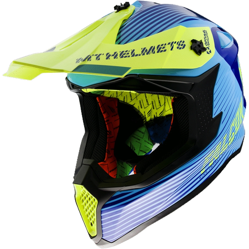 MT Falcon System kask motocrossowy blue-fluo yellow