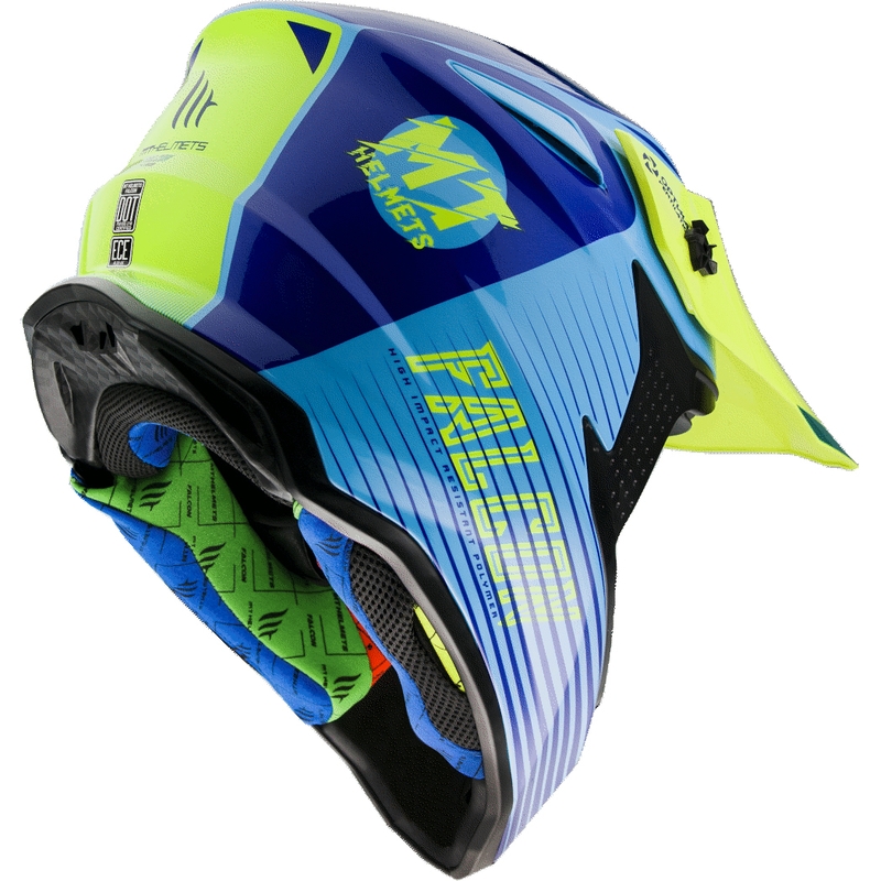 MT Falcon System kask motocrossowy blue-fluo yellow