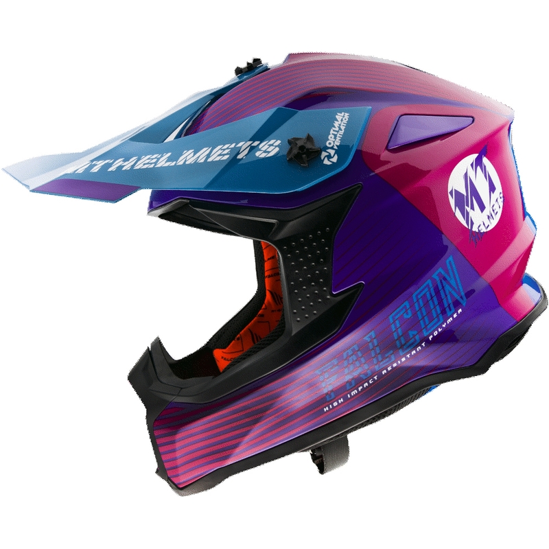 MT Falcon System Motocross Helmet pink-blue-purple