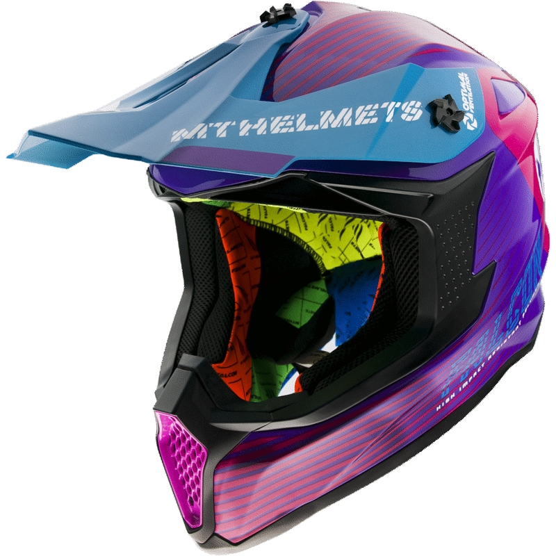 MT Falcon System Motocross Helmet pink-blue-purple