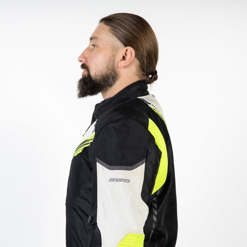 Kurtka motocyklowa Ozone Flow czarno-szaro-fluo żółta wyprzedaż