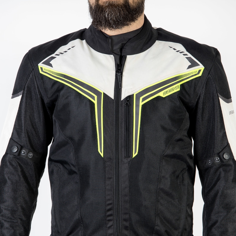 Kurtka motocyklowa Ozone Flow czarno-szaro-fluo żółta wyprzedaż
