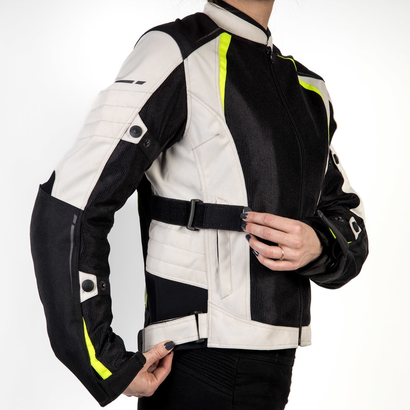 Damska kurtka motocyklowa Ozone Flow Black-Gray-Fluo Yellow wyprzedaż