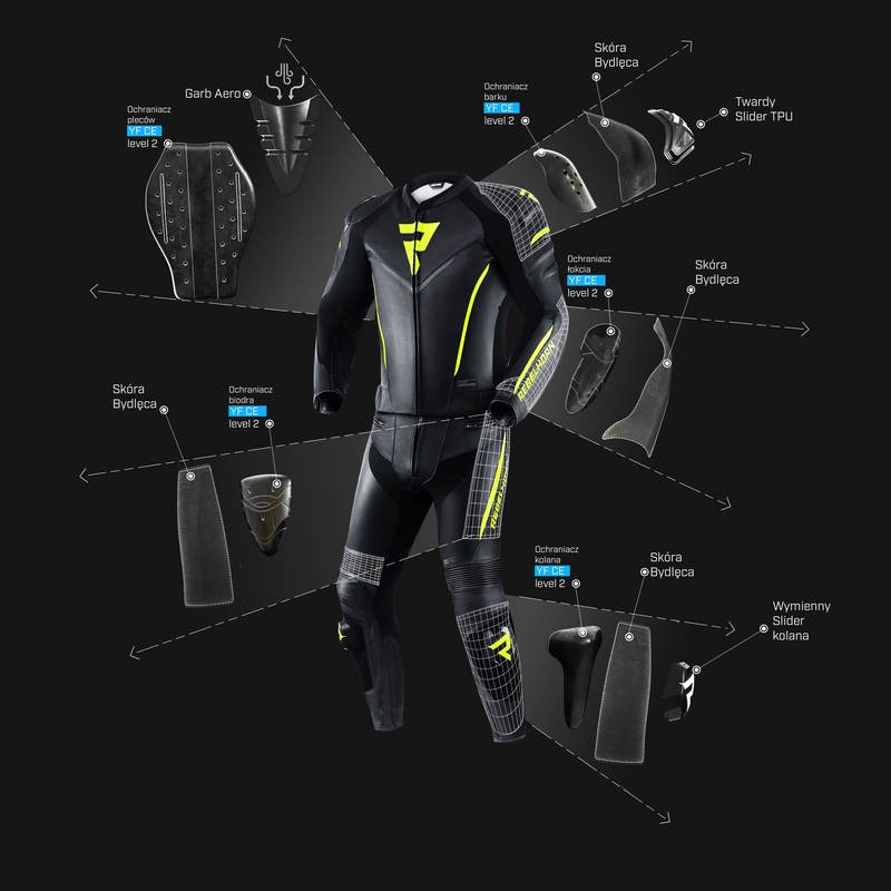 Rebelhorn Fighter spodnie motocyklowe czarny-fluo żółty