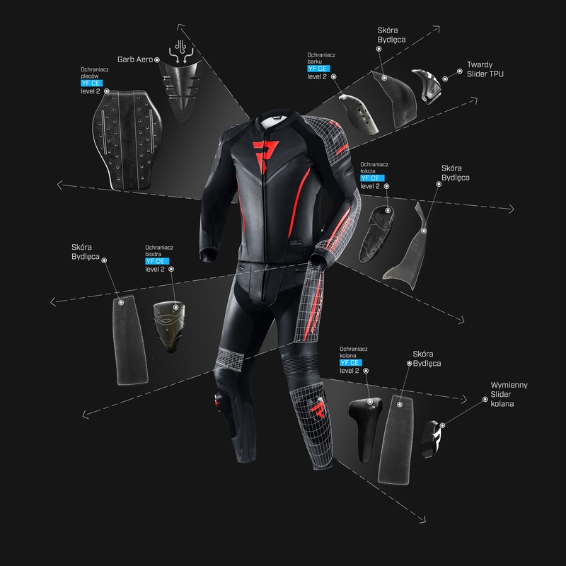 Spodnie motocyklowe Rebelhorn Fighter Black-Fluo Red wyprzedaż