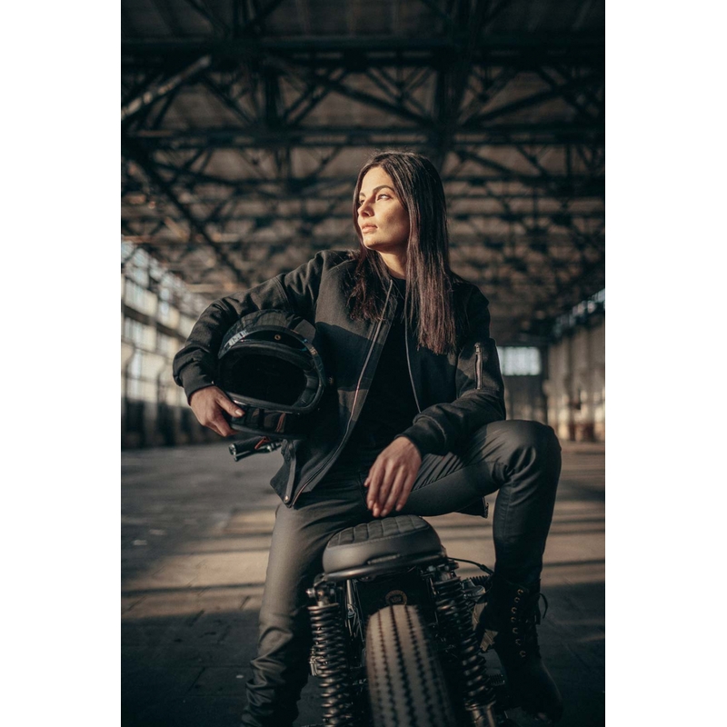 Damskie jeansy motocyklowe PANDO MOTO Lorica Kev 02 czarne. wyprzedaż