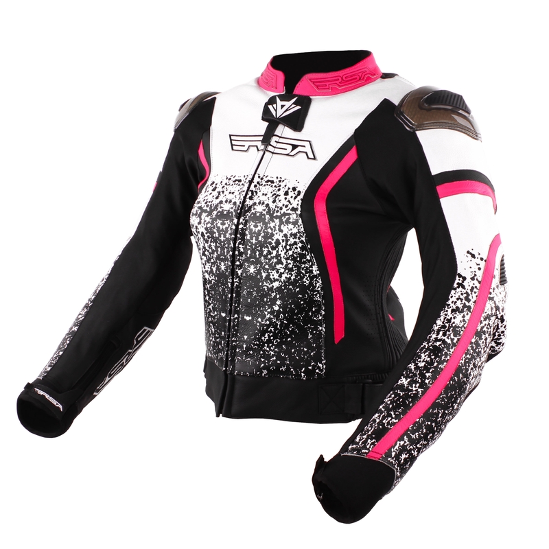 Dwuczęściowy kombinezon damski RSA Flow II black-white-fluo pink wyprzedaż prześwitująca