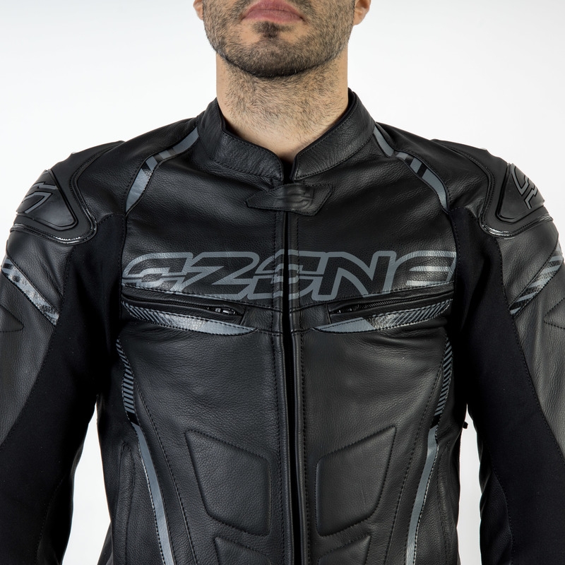 Skórzana kurtka motocyklowa Ozone RS600 czarno-szara wyprzedaż