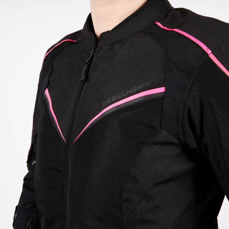 Damska kurtka motocyklowa Rebelhorn Hiflow IV Black-Fluo Pink wyprzedaż