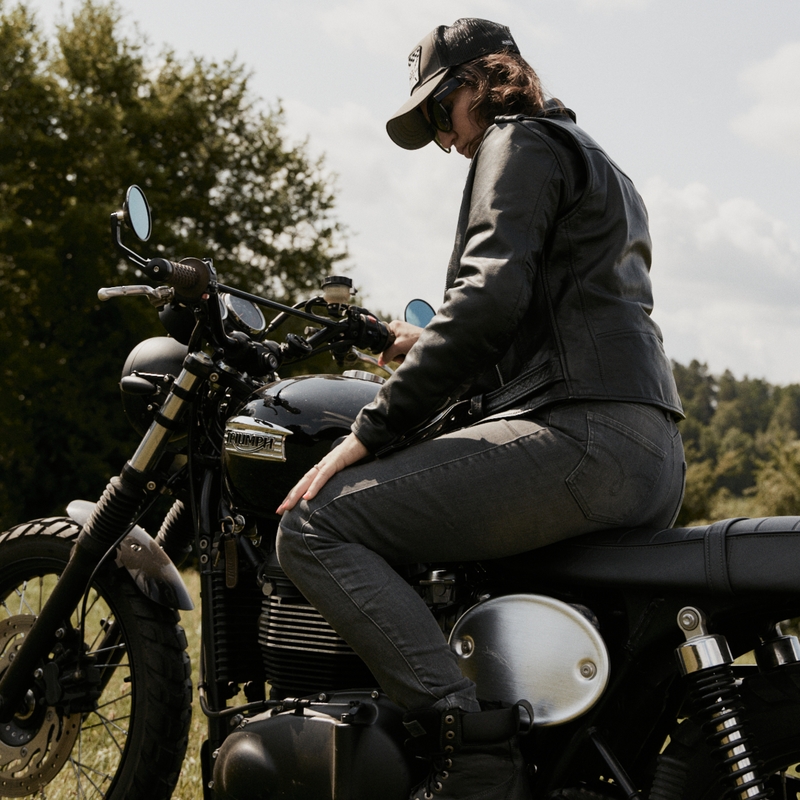 Damskie jeansy motocyklowe Ozone Striker SF Grey