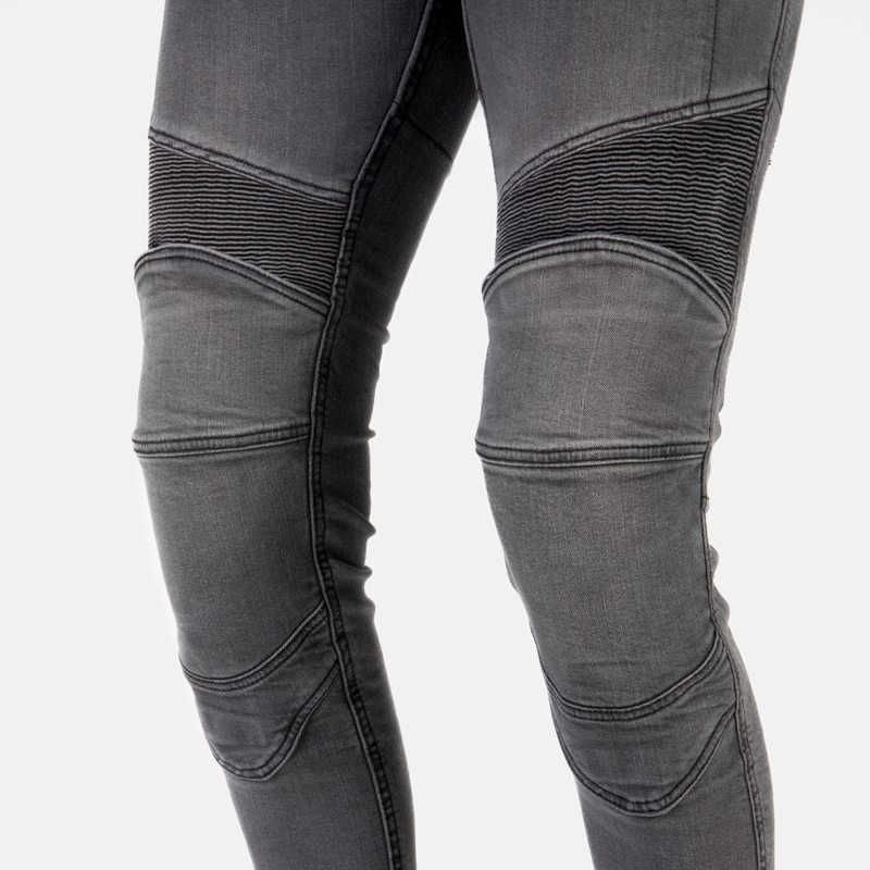 Damskie jeansy motocyklowe Ozone Roxy wydarte czarne wyprzedaż