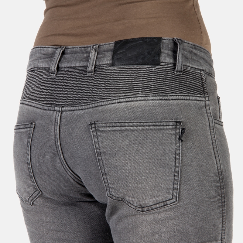 Damskie jeansy motocyklowe Ozone Roxy wydarte czarne wyprzedaż