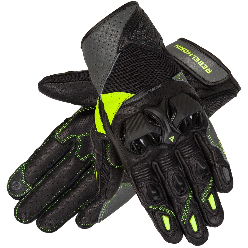 Rękawice motocyklowe Rebelhorn Flux II czarno-fluo żółte wyprzedaż