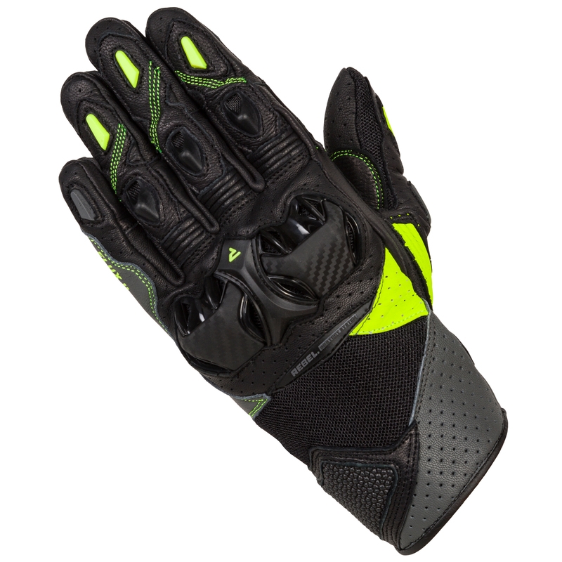 Rękawice motocyklowe Rebelhorn Flux II czarno-fluo żółte wyprzedaż