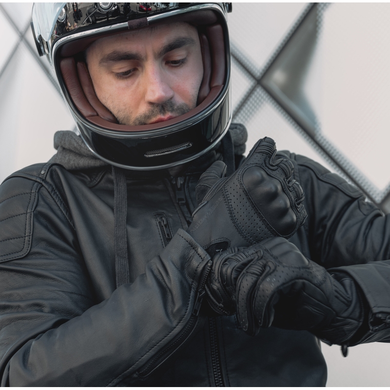 Rękawice motocyklowe Rebelhorn Thug II czarne perforowane