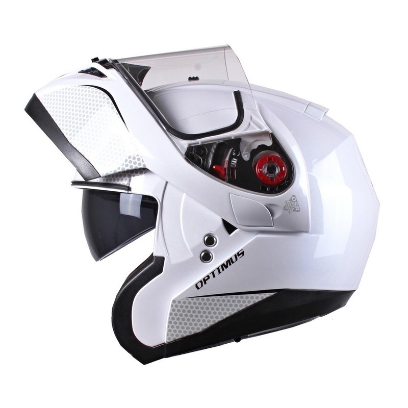 Kask moto szczękowy Axxis Optimus biały - II. jakość
