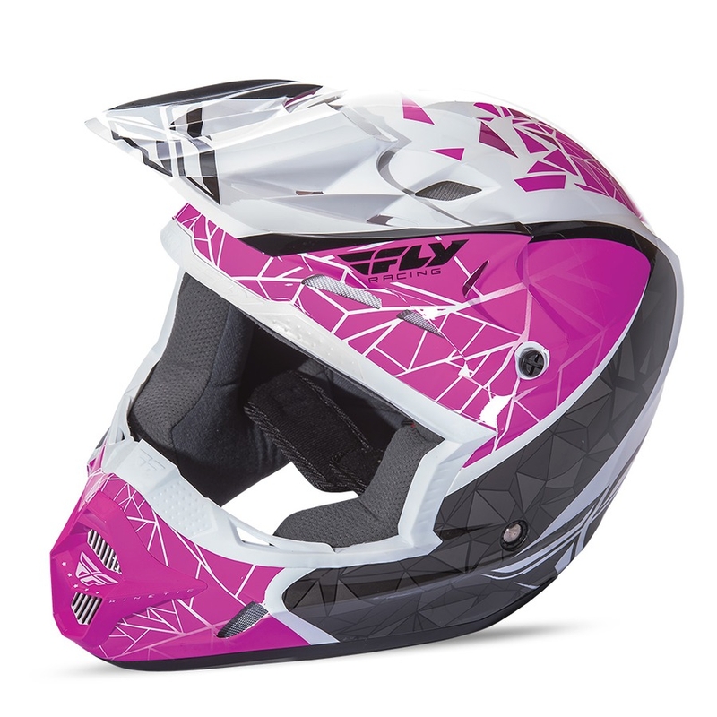 Motokrosowy kask FLY Racing Kinetic CRUX - USA różowo-czarno-biały