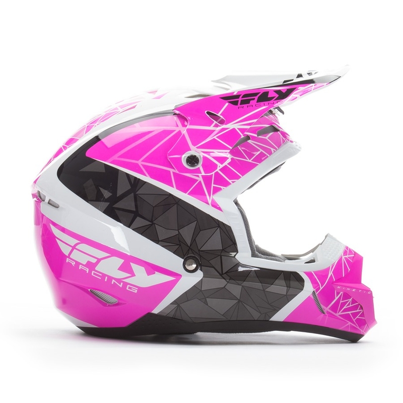 Motokrosowy kask FLY Racing Kinetic CRUX - USA różowo-czarno-biały