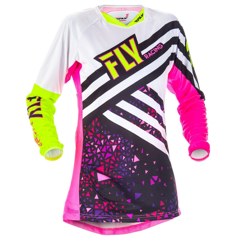Damska motokrosowa koszulka FLY Racing Kinetic 2018 - USA różowo-biało-fluo żółta