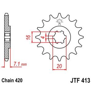 Front sprocket JT JTF 413-16 16T, 420