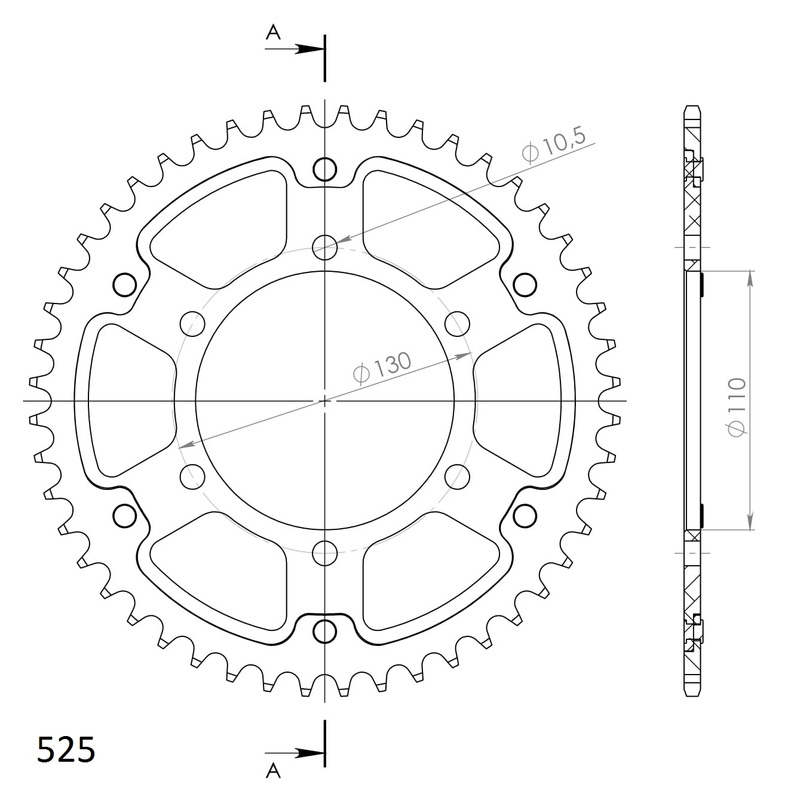 Rear sprocket SUPERSPROX STEALTH gold 45T, 525