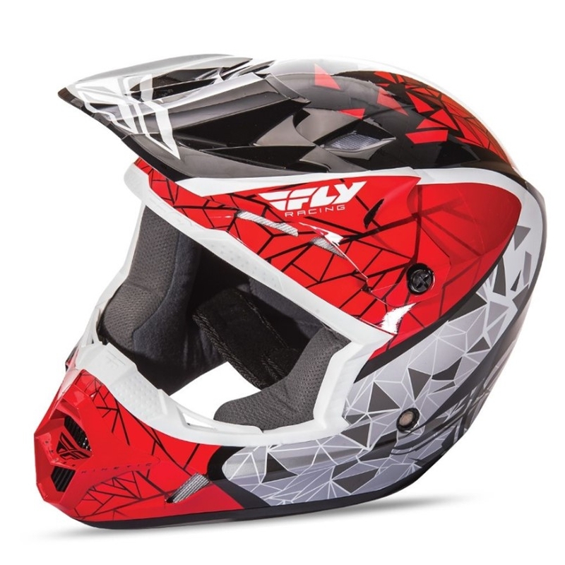Dziecięcy motokrosowy kask FLY Racing Kinetic CRUX - USA czerwono-biało-czarny wyprzedaż