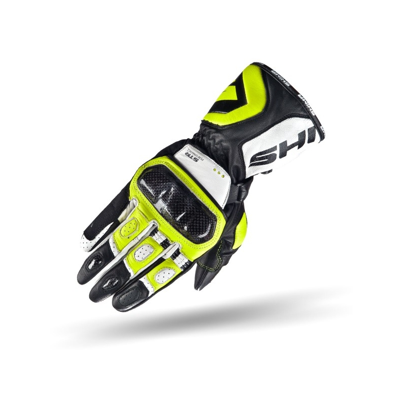 Rękawice motocyklowe Shima STR czarno-biało-fluo żółte wyprzedaż