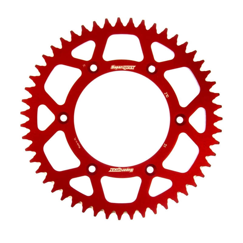 Rear ALU sprocket SUPERSPROX red 51T, 520 wyprzedaż