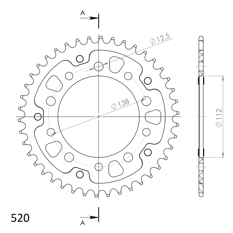 Rear sprocket SUPERSPROX STEALTH gold 43T, 520