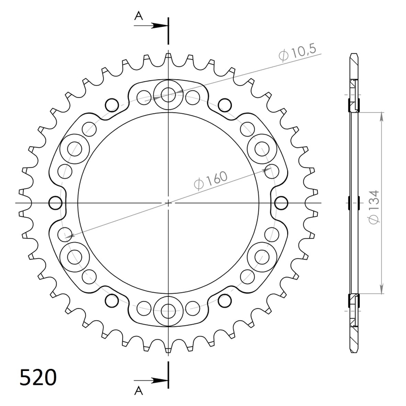Rear sprocket SUPERSPROX STEALTH gold 42T, 520