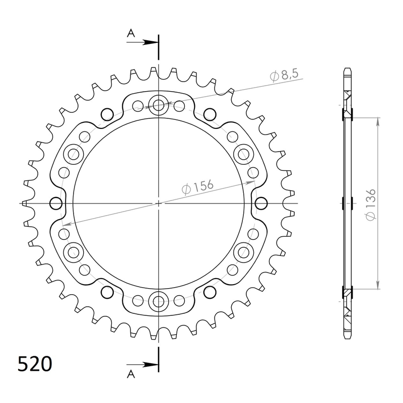 Rear sprocket SUPERSPROX STEALTH gold 41T, 520