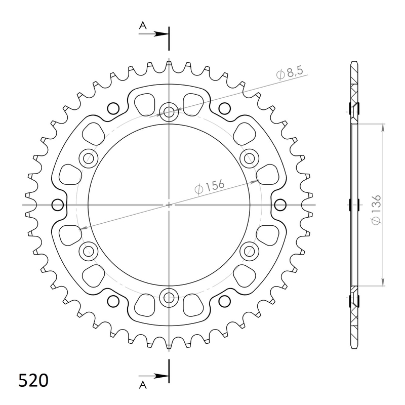 Rear sprocket SUPERSPROX STEALTH gold 46T, 520