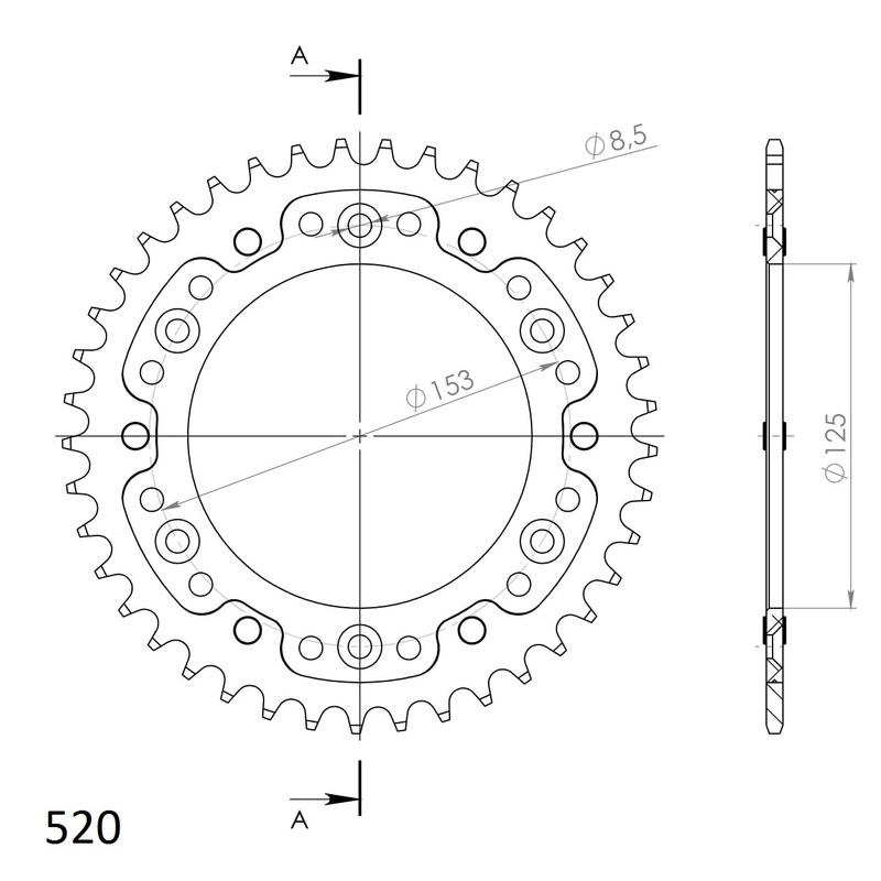 Rear sprocket SUPERSPROX STEALTH black 40T, 520