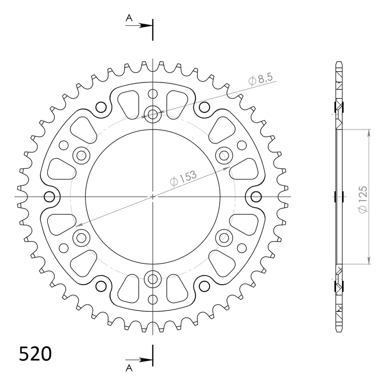 Rear sprocket SUPERSPROX STEALTH red 48T, 520