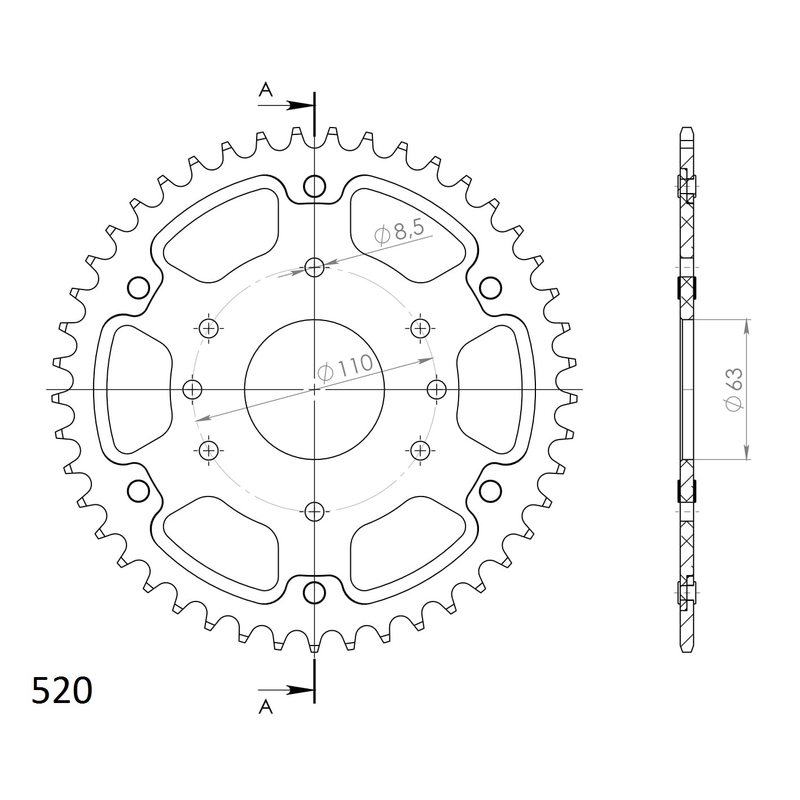 Rear sprocket SUPERSPROX STEALTH orange 45T, 520