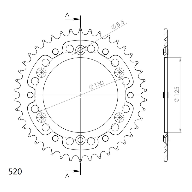 Rear sprocket SUPERSPROX STEALTH gold 42T, 520