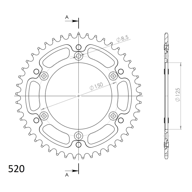 Rear sprocket SUPERSPROX STEALTH gold 45T, 520