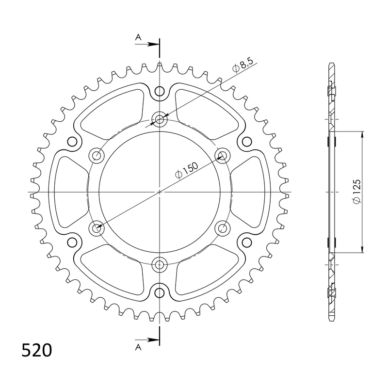 Rear sprocket SUPERSPROX STEALTH blue 50T, 520