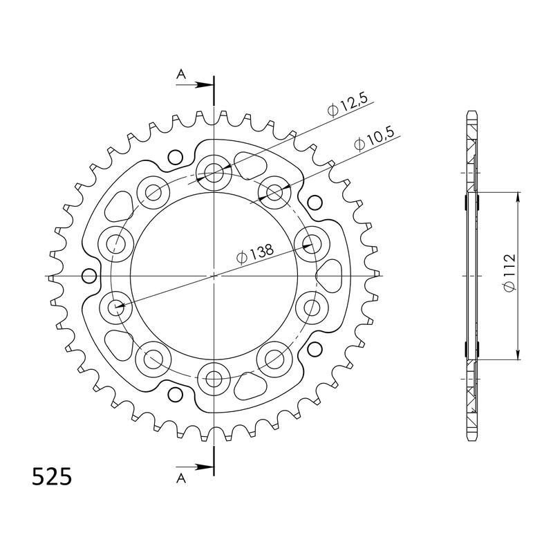 Rear sprocket SUPERSPROX STEALTH gold 42T, 525