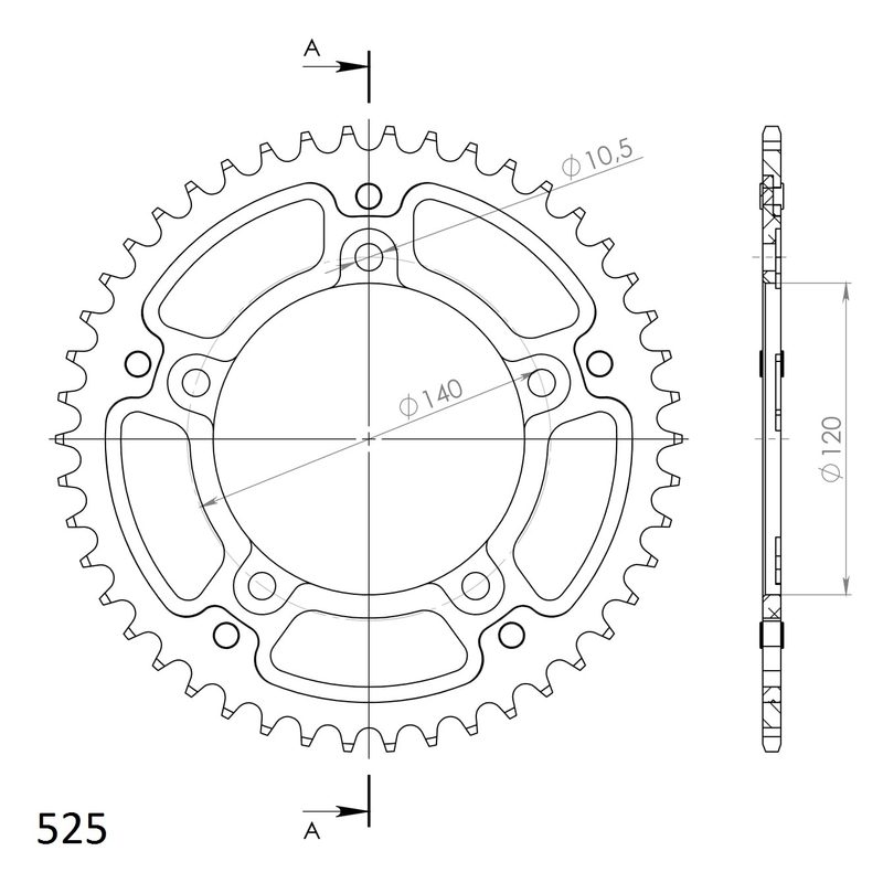 Rear sprocket SUPERSPROX STEALTH gold 45T, 525