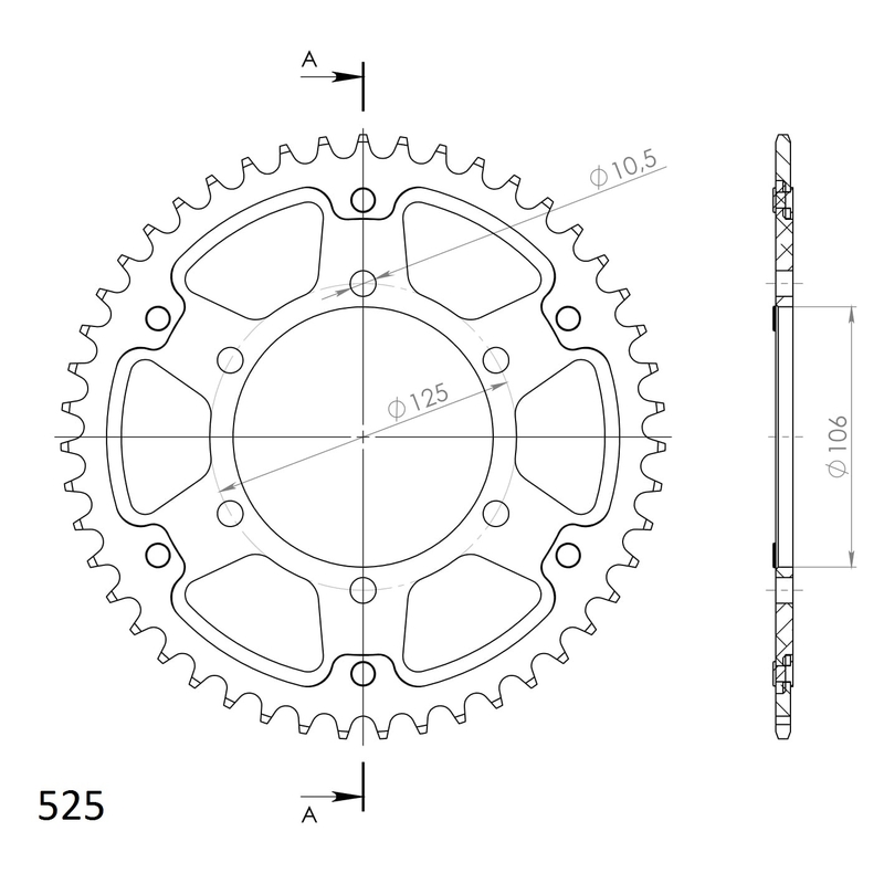 Rear sprocket SUPERSPROX STEALTH gold 47T, 525