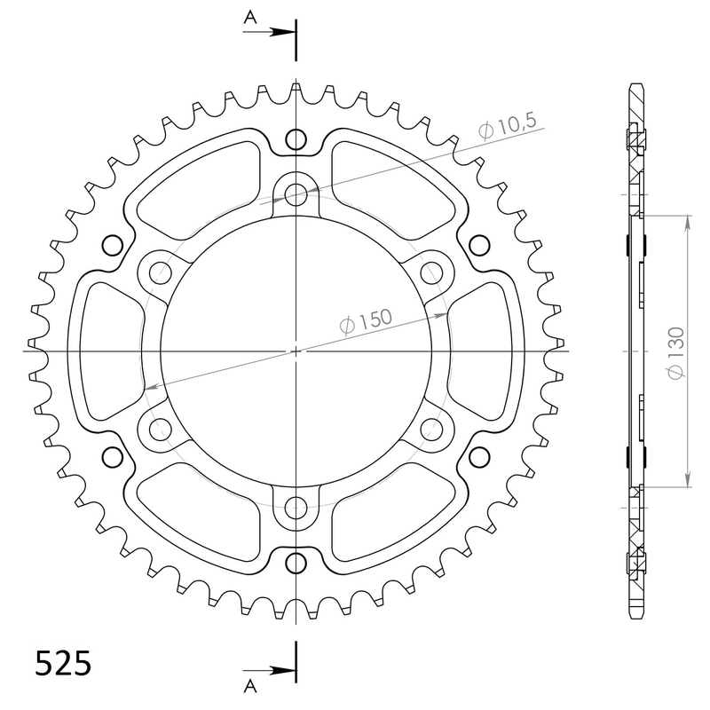 Rear sprocket SUPERSPROX STEALTH gold 47T, 525