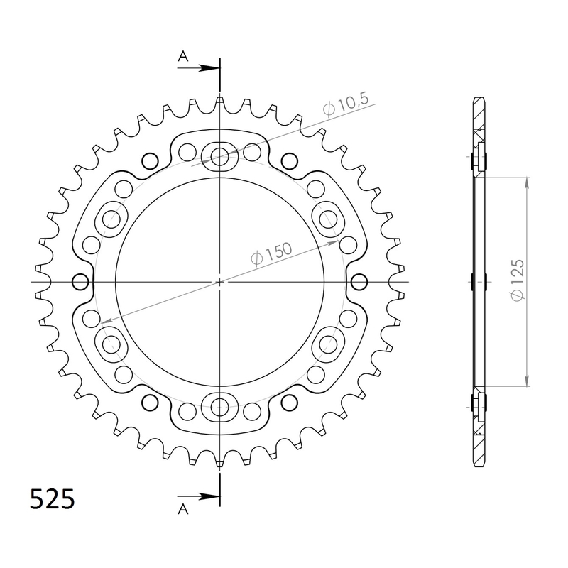Rear sprocket SUPERSPROX STEALTH gold 42T, 525