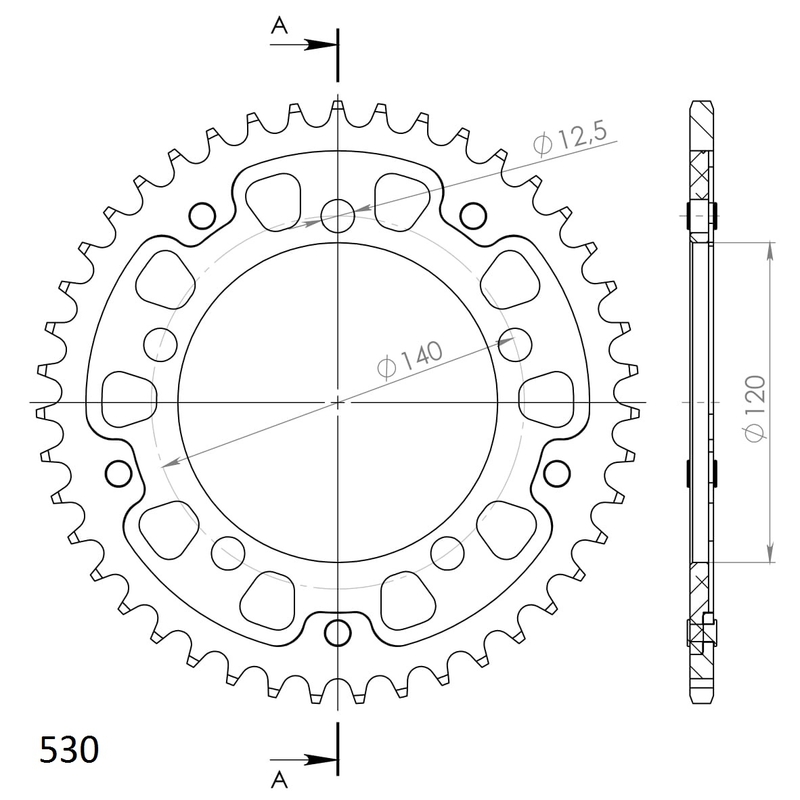 Rear sprocket SUPERSPROX STEALTH gold 43T, 530