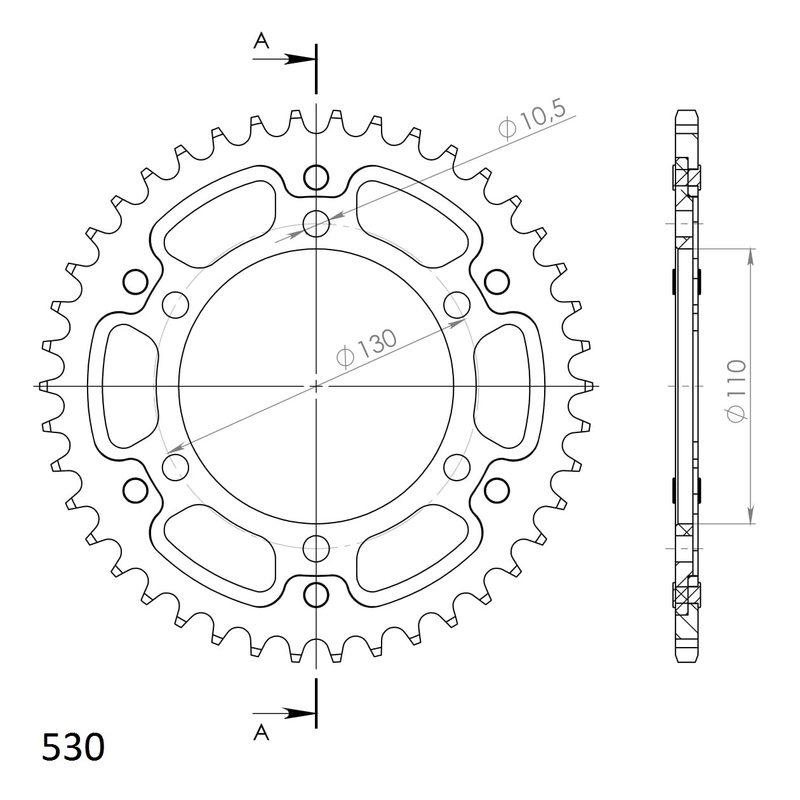 Rear sprocket SUPERSPROX STEALTH gold 42T, 530