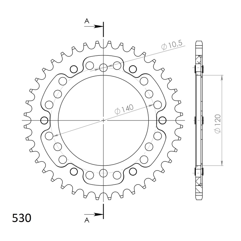 Rear sprocket SUPERSPROX STEALTH gold 40T, 530