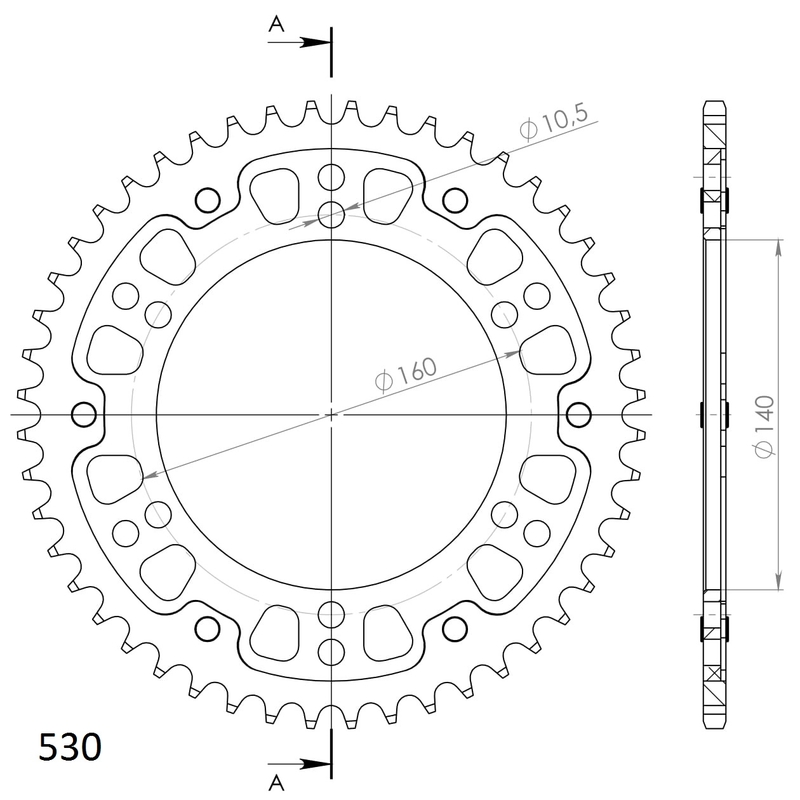 Rear sprocket SUPERSPROX STEALTH gold 48T, 530