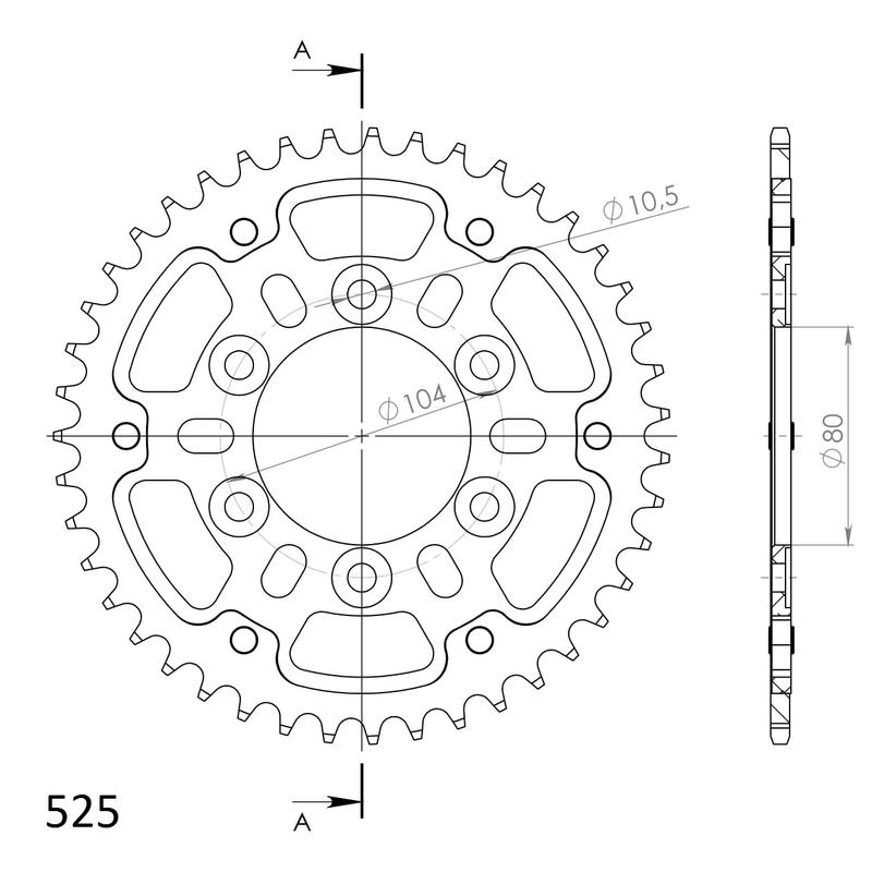 Rear sprocket SUPERSPROX STEALTH gold 43T, 525