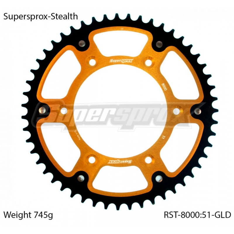 Rear sprocket SUPERSPROX STEALTH gold 51T, 520