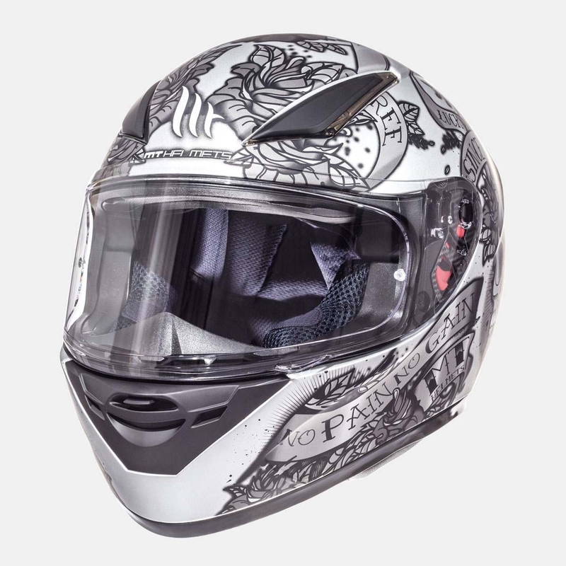 Integralny kask motocyklowy MT Revenge Skull & Rose czarny matowy-srebrny